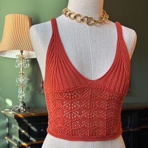 Rust Knit Cropped Tank Top